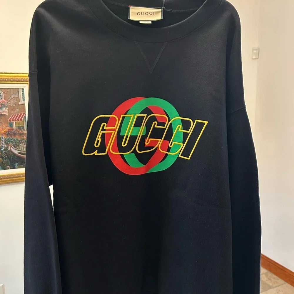 Men's Gucci interlocking G jersey, cotton logo sweatshirt size XL made in Italy